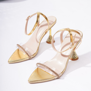 2024 Summer Korean Style Fashionable Transparent Rhinestone with High Heel Sandals Women's Party High Heels - Product Image 5