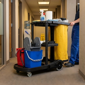 <span class=keywords><strong>Chariot</strong></span> <span class=keywords><strong>de</strong></span> nettoyage multifonctionnel en plastique YEKALON pour hôtels, <span class=keywords><strong>chariot</strong></span> <span class=keywords><strong>de</strong></span> ménage professionnel tout-en-un - Product Image 1