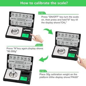 Balance de poche numérique portable 50g 0,001g Affichage LCD pour médicaments et poudre de rechargement d'or - Product Image 6