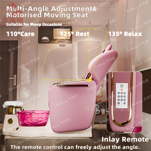 Sillón de Pedicura Eléctrico para Spa de Pies con Masaje de Espalda, Estación de Manicura, Lujoso, Moderno y Elegante en Color Rosa, Personalizado de Fábrica para Salón de Belleza - Product Image 3
