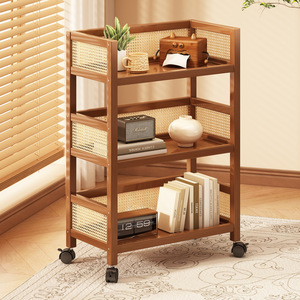 <span class=keywords><strong>Meuble</strong></span> de rangement moderne à roulettes pour salon, <span class=keywords><strong>petit</strong></span> chariot <span class=keywords><strong>CD</strong></span>, étagère de rangement simple en bambou à 3 niveaux, mobilier de maison - Product Image 5