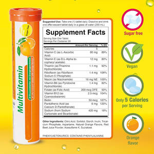 Tablet <span class=keywords><strong>Effervescent</strong></span> Vitamin C <span class=keywords><strong>Multivitamin</strong></span> OEM/ODM/OBM tablet <span class=keywords><strong>Effervescent</strong></span> <span class=keywords><strong>Multivitamin</strong></span> oranye organik dengan mineral - Product Image 2