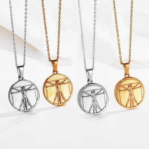 18K PVD chân không mạ thiên thần cánh mặt dây chuyền cổ điển Vòng cổ chất lượng cao 316L thép không gỉ người đàn ông đồ trang sức la bàn chéo Mặt dây chuyền - Product Image 2
