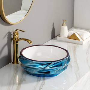 Fregaderos de baño de lujo Best Wash Lavabo de mano Baño Moderno forma especial Lavabo dorado - Product Image 4