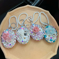 Miroir de poche en verre cristal porte-clés, fini, portable, breloque pour trousse de maquillage, cadeau, emballé individuellement, sourcing pour livestream, Yiwu