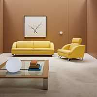 Juego de Sofás Contemporáneos de Lujo y Alta Calidad para Oficina, Recepción, Villa, de Cuero Genuino, Personalizable, Arte Moderno, Minimalista, para Negocios