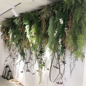 Vides colgantes duraderas montadas en la pared, helechos verdes simulados para decoración de techo y escaparate, planta tipo césped artificial - Product Image 1