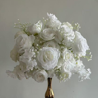 Composition florale moderne de 30 cm pour centre de table de mariage, avec verdure et roses blanches en soie, pour réception de jardin, NOUVEAU modèle élégant