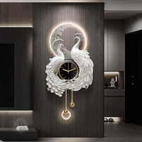 Horloge murale moderne, peinture décorative murale pour fond TV, nouvelle peinture murale 3D effet paon 2026 pour salon