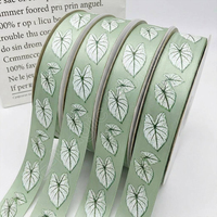 Ruban imprimé feuille de Caladium E-Magic Designer, écologique, 1 pouce, 100% polyester satiné, pour travaux manuels et décoration de gâteaux
