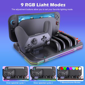 แท่นชาร์จคอนโทรลเลอร์เกมออลอินวันสำหรับ <span class=keywords><strong>Switch</strong></span> 2 PS5 พร้อมไฟ RGB พัดลมระบายความร้อนอเนกประสงค์ ที่วางเก็บการ์ดเกม - Product Image 4