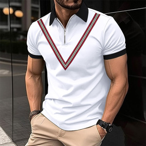 Wholesale Tshirts Plain Polyester Zipper Polo Shirts Golf Polo T-shirts for Men Short Sleeve Quick Dry Custom Logo Printing