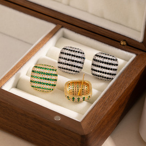 Geometric <b>Stud</b> <b>Earrings</b> Black And Green Zircon Women's Fashion Jewelry Gift Yiwu Origin - Product Image 4