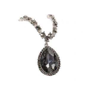 Crystal Necklace Water Drop Pendant Bezel Setting Black Crystal Everyday Wear 10cm Or Less Chain - Product Image 4