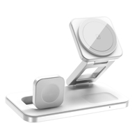 Chargeur sans fil de bureau 15W avec support, station de charge magnétique 3-en-1 pour iPhone 17/16/15/14, pour iWatch 1-7, pour Airpods