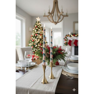 Pastel Floral Handmade WAXWARE Taper <b>Candles</b> Elegant Table & Home Dcor (<b>Set</b> of 2) for Christmas & Easter - Product Image 1