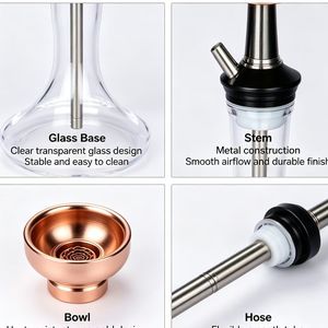 Moderno y Lujoso Set de Cachimba Árabe de Estilo Egipcio de 60 cm con Cuencos de Shisha en Forma de Rosa, Venta al por Mayor - Product Image 4