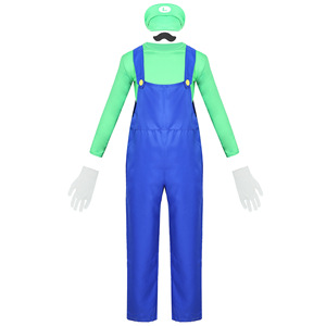 Paquete de 4 accesorios de disfraz de <span class=keywords><strong>Mario</strong></span> <span class=keywords><strong>Bros</strong></span> con mono, <span class=keywords><strong>gorra</strong></span> Luigi Hats, bigotes, guantes blancos para disfraz de Cosplay elegante - Product Image 2