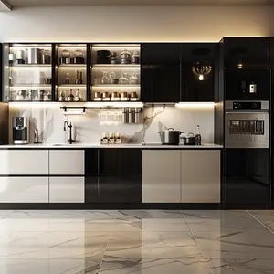 China Custom Stainless Steel Metal Kitchen Wall Pantry Cabinets Modular Kitchen Cabinets Set