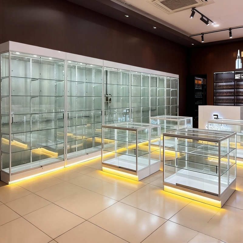 tall glass display case