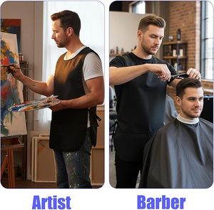 Grembiule Diviso Personalizzabile con Logo e Cinturino Regolabile, Grembiule per Cosmetologia, Camice da Parrucchiere, Taglie Forti, <span class=keywords><strong>Grembiuli</strong></span> Neri per Salone di Bellezza - Product Image 3