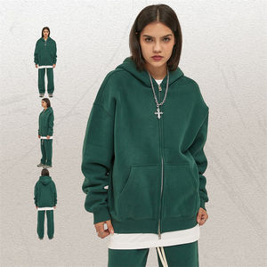 Customizable Full Zip <b>Hoodie</b> for <b>Men</b> High Quality Puff Print Heavyweight Cotton Fleece - Product Image 2