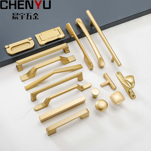 Chenyu Cabinet Door Handles Aluminum Alloy Modern Minimalist Style <b>Drawer</b> Furniture Hardware Gold Plated - Product Image 1