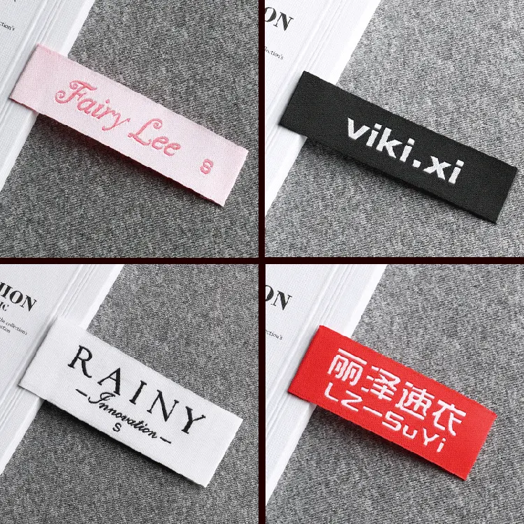 wholesales custom private garment brand logo satin/woven printing T shirt sewing name cotton cloth labels Clothing tag and label