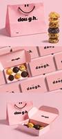 Boîte d'emballage personnalisée de luxe en carton rose pour cadeaux, avec 4 ou 6 compartiments pour beignets, gâteaux ou biscuits