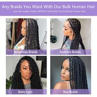 Extensions de cheveux indiens 100% naturels, double trame, Remy, non traités, ondulés, en vrac, double épaisseur, pour tressage