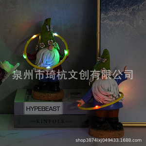 Figura decorativa de duende con aro de hula luminoso para jardín, adorno decorativo para patio de villa, regalo. - Product Image 3
