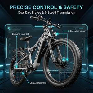 Bicicleta Eléctrica de Montaña de 7 Velocidades con Doble Motor, Batería Samsung de 48V 17.5Ah, Aleación de Aluminio, para Nieve y Terreno Accidentado, Envío Gratis desde Almacén en la UE - Product Image 6