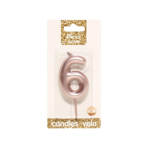 Party <b>Love</b> <b>Candles</b> Number 6 Rose Gold 6cm Birthday <b>Candle</b> - Product Image 1