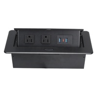 Bureau et meubles de bureau, barre d'alimentation encastrée, prise cachée avec chargeur USB A C pour américain