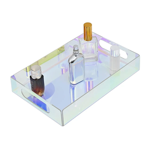 Organizador de bandejas decorativas transparentes personalizadas para algunas encimeras de mesa de centro con asas, bandeja de acrílico para servir - Product Image 6