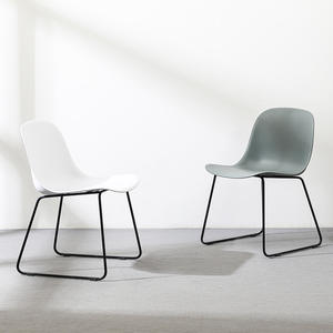 Minimalist Dining Chair With Thickened <b>Backrest</b> Steel Legs Nordic Style Plastic For Business Meetings - Product Image 4
