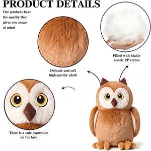 Peluche a Forma di <span class=keywords><strong>Gufo</strong></span> Marrone Realistico e Morbido 8414 con Espressione Carina, Imbottito in Cotone PP, Bambole Abbracciabili per <span class=keywords><strong>Bambini</strong></span> - Product Image 2