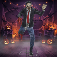 Nouveauté Halloween : Grand Zombie Mécanique Électrique à Balançoire pour Maison Hantée et Salle d'Évasion