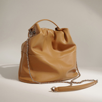 Sac seau en cuir véritable, doux, avec cordon de serrage, chaîne réglable, grande capacité, pour les déplacements quotidiens des femmes