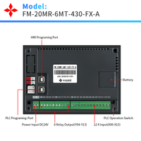 Écran LCD couleur 4,3 pouces PLC tout-en-un, compatible FX1S-20MR, 2 canaux d'impulsions intégrés 100 kHz pour moteur pas à pas et driver