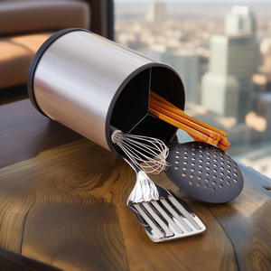 Estante multifuncional de acero inoxidable para cocina al por mayor, tubo de almacenamiento giratorio de 360 grados para cuchillos y cubiertos en Stock - Product Image 5