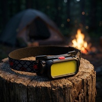 Lampe frontale COB rechargeable par USB, légère, lampe frontale LED pour le camping, la randonnée, la marche nocturne, le travail en extérieur