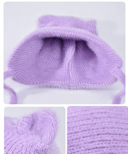 หมวกบีนนี่ถักไหมพรมหูแมวสำหรับเด็กวัยหัดเดินหมวกอะคริลิคให้ความอบอุ่นสำหรับฤดูหนาว - Product Image 3