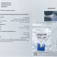 Certifié 0.8 1 carat DEF couleur VVS-VS carré jaune diamant coussin 3EX coupe HPHT CVD IGI diamant cultivé en laboratoire