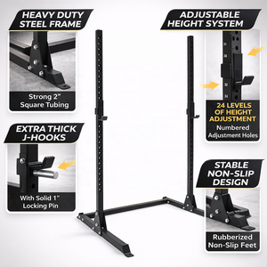 Rack Professionale in Acciaio per Squat e Powerlifting, Attrezzatura per Allenamento di Forza con Funzioni di Sicurezza per <span class=keywords><strong>Palestra</strong></span> Domestica - Product Image 2