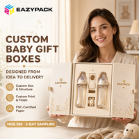Boîtes cadeaux pour bébé personnalisées, écologiques, imperméables, avec insert en papier certifié, logo gaufré à l'or, fermeture à ruban, poignée
