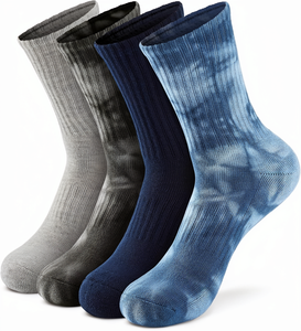 Mens/Womens ODM 4 Pairs Breathable Athletic Cushion <strong>Socks</strong> Tie Dye Multiblue Large <strong>Multipack</strong> - Product Image 2