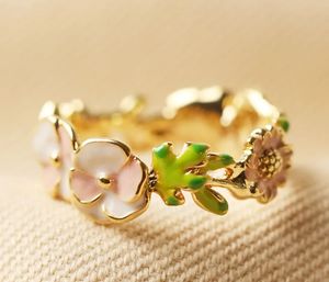 Personnalisé plaqué Or Italien floral émail bijoux fantaisie bague - Product Image 2