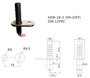 Interrupteur à broche de porte ASW-18-3 12V 20A, interrupteur à broche de capot d'alarme, interrupteur à broche momentané universel, bride de porte, lumière, soufflet en caoutchouc, voiture - Product Image 6