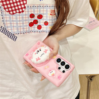 Coque de téléphone Kawaii rose pastel avec nœud et support pour SamSung Galaxy S26 Ultra S25 A57, en silicone souple avec poignée de protection